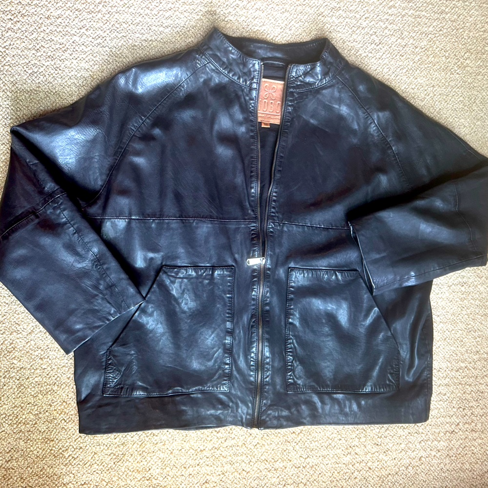 HOBO 3/4 Sleeve Black Leather Jacket, Medium